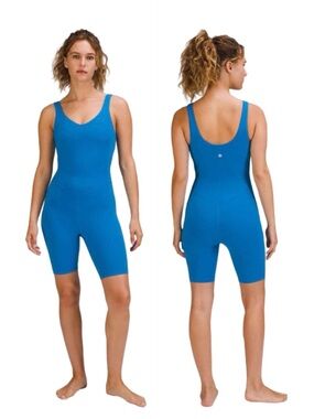 LULULEMON Align Onesie Poolside Blue One Piece Romper 8” Shorts Size 4